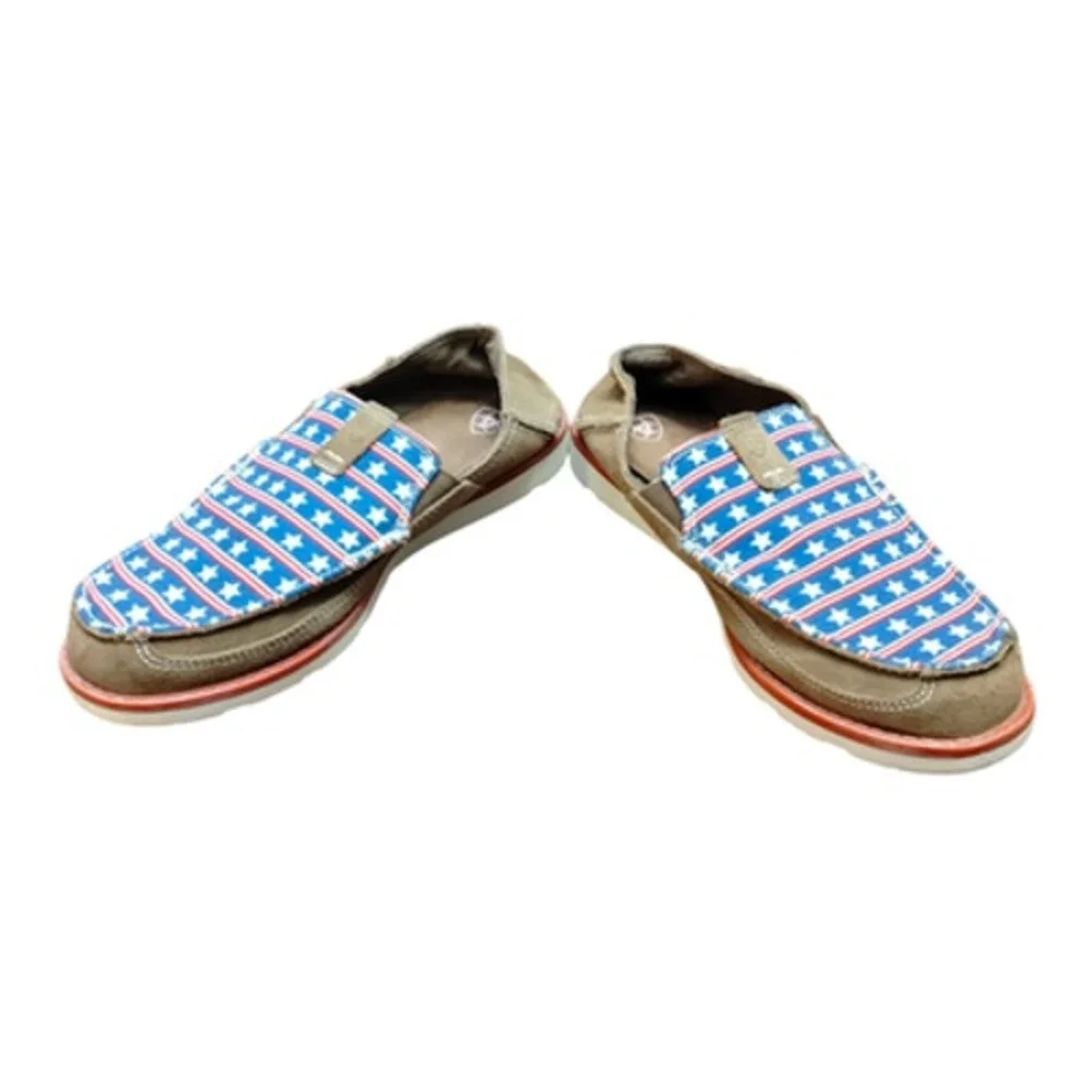 Ariat Shoes Kids Size 5‎ Red White Blue Cruiser Slip On Stars Flag 10021593